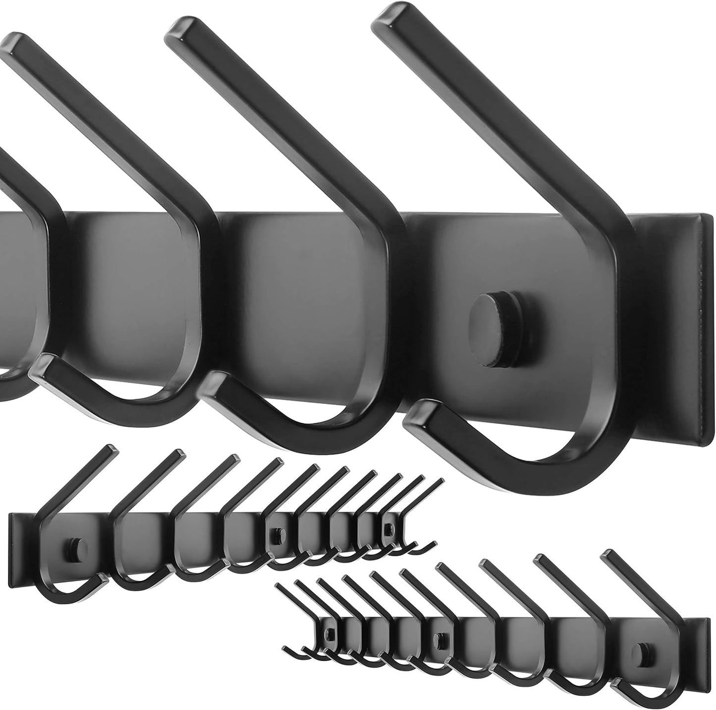 WEBI Coat Rack Wall Mounted,10 Hooks for Hanging Coats,30 Inch Hook Rack Hook Rail Coat Hanger Wall Mount for Backpack,Clothes,Jacket,Black,2 Packs