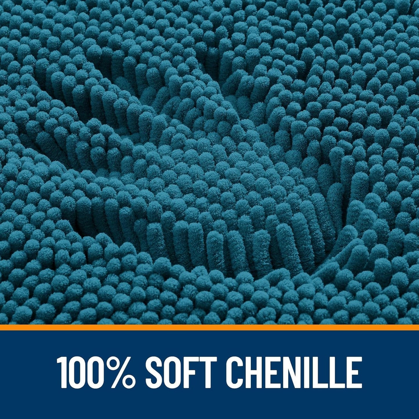 OLANLY Bathroom Rugs Sets 2 Piece, Soft Absorbent Chenille Bath Mats and U-Shaped Contour Toilet Mat Area Rug Set, Machine Washable Bath Carpet, Home Decor Accessories(30"x20"+24"x20", Peacock Blue)