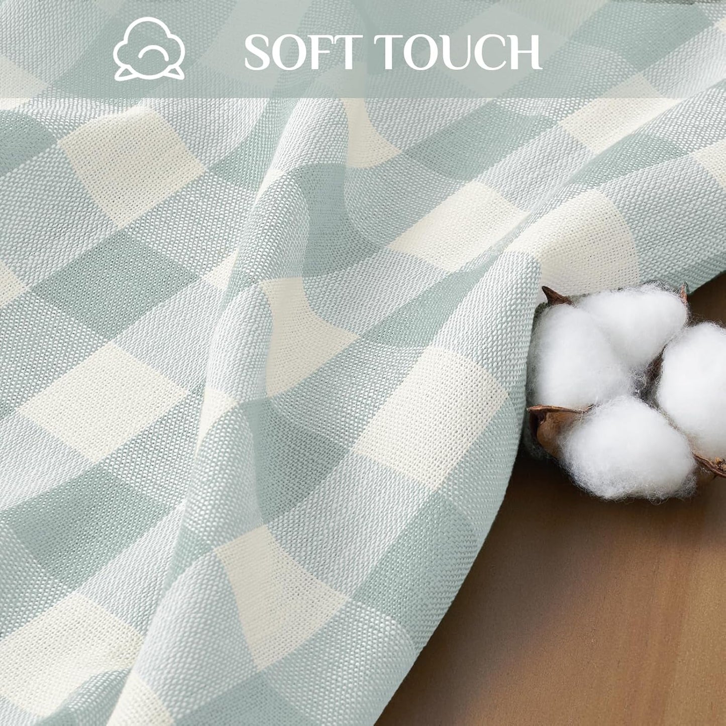 Softalker Checkered Tablecloth Rectangle, Heavy Weight Linen Gingham Outdoor Table Cloth with Tassel, Washable Wrinkle Free Buffalo Plaid Table Cover for Dining/Party/Home - 55 x 84 Inch, Aqua