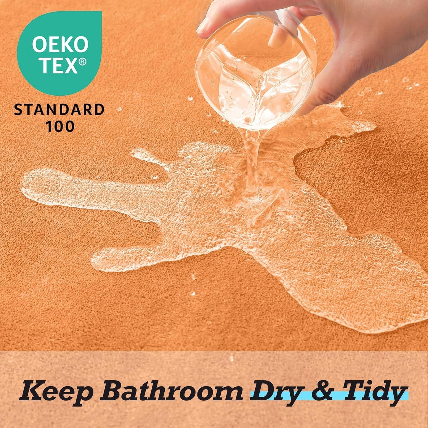 HUXMEYSON Bathroom Rugs Sets 2 Piece, Non-Slip & Quick Dry Bath Mat Set, Ultra Soft Velvet Bath Rugs for Bathroom, Toilet and Shower Floor, Orange