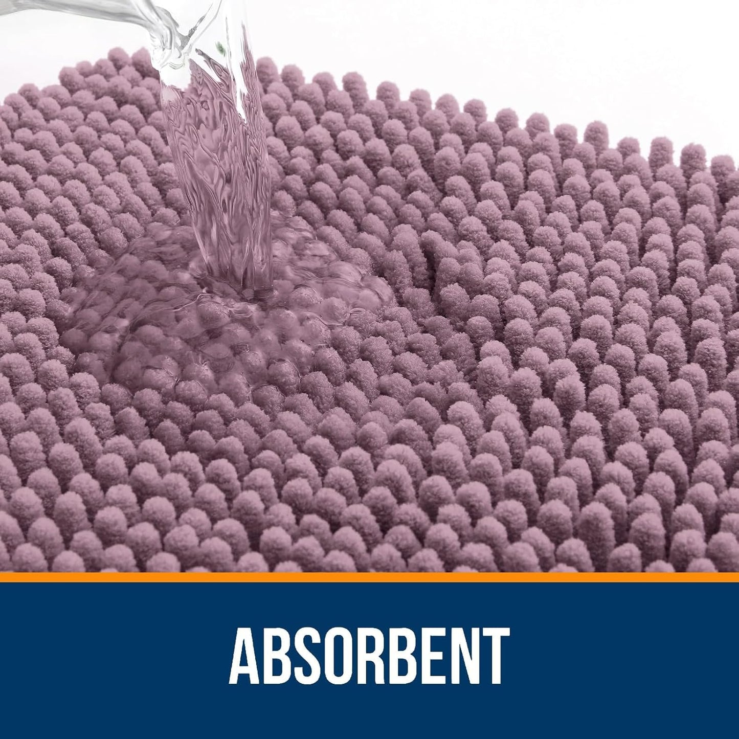 OLANLY Bathroom Rugs Sets 2 Piece, Soft Absorbent Chenille Bath Mats and U-Shaped Contour Toilet Mat Area Rug Set, Machine Washable Bath Carpet, Home Decor Accessories(24"x16"+24"x20", Deep Plum)