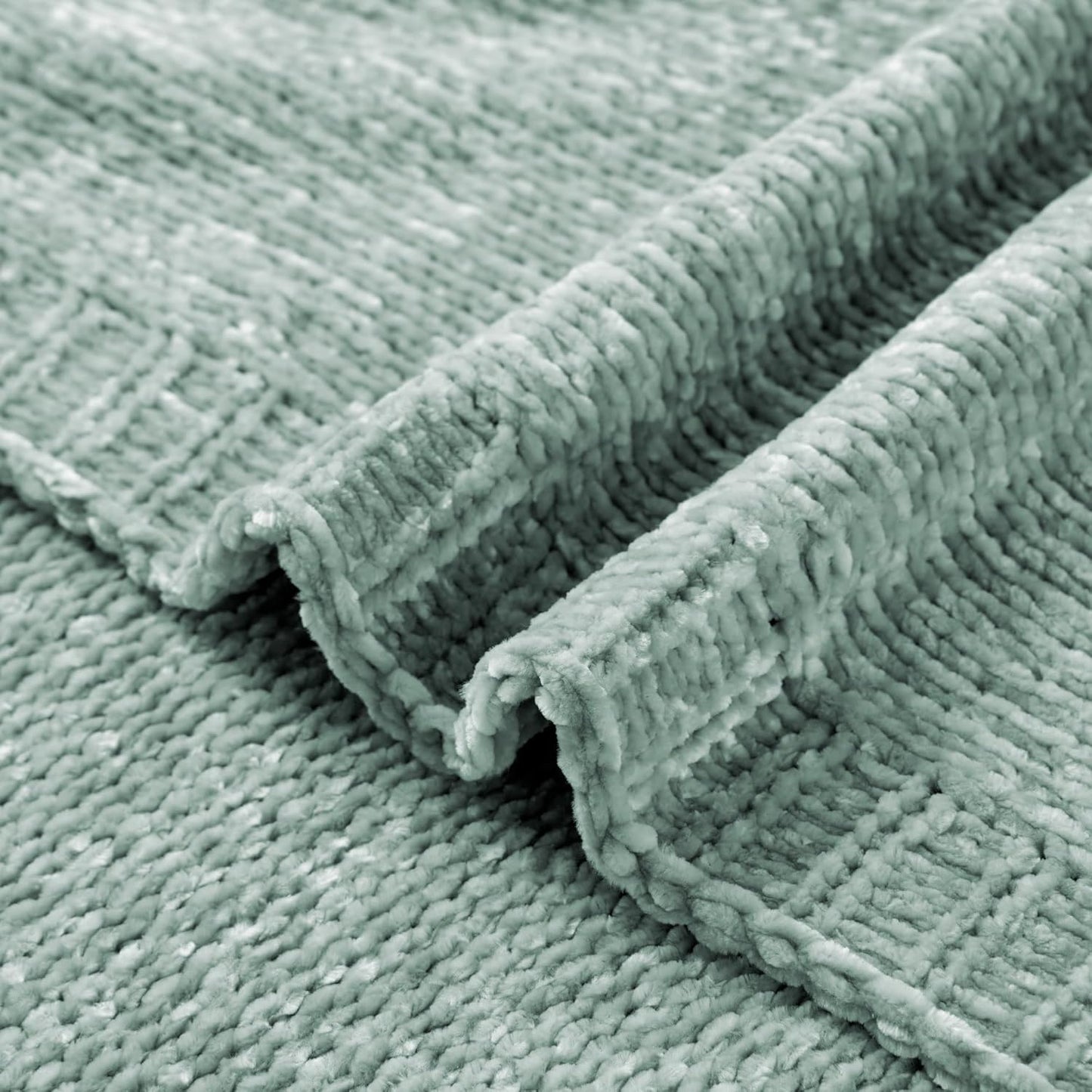 BATTILO HOME Sage Green Throw Blanket for Home Decor, Chenille Knit Throw Blanket for Couch, Sofa, Chair, Cozy Soft Blanket, 51"x67"