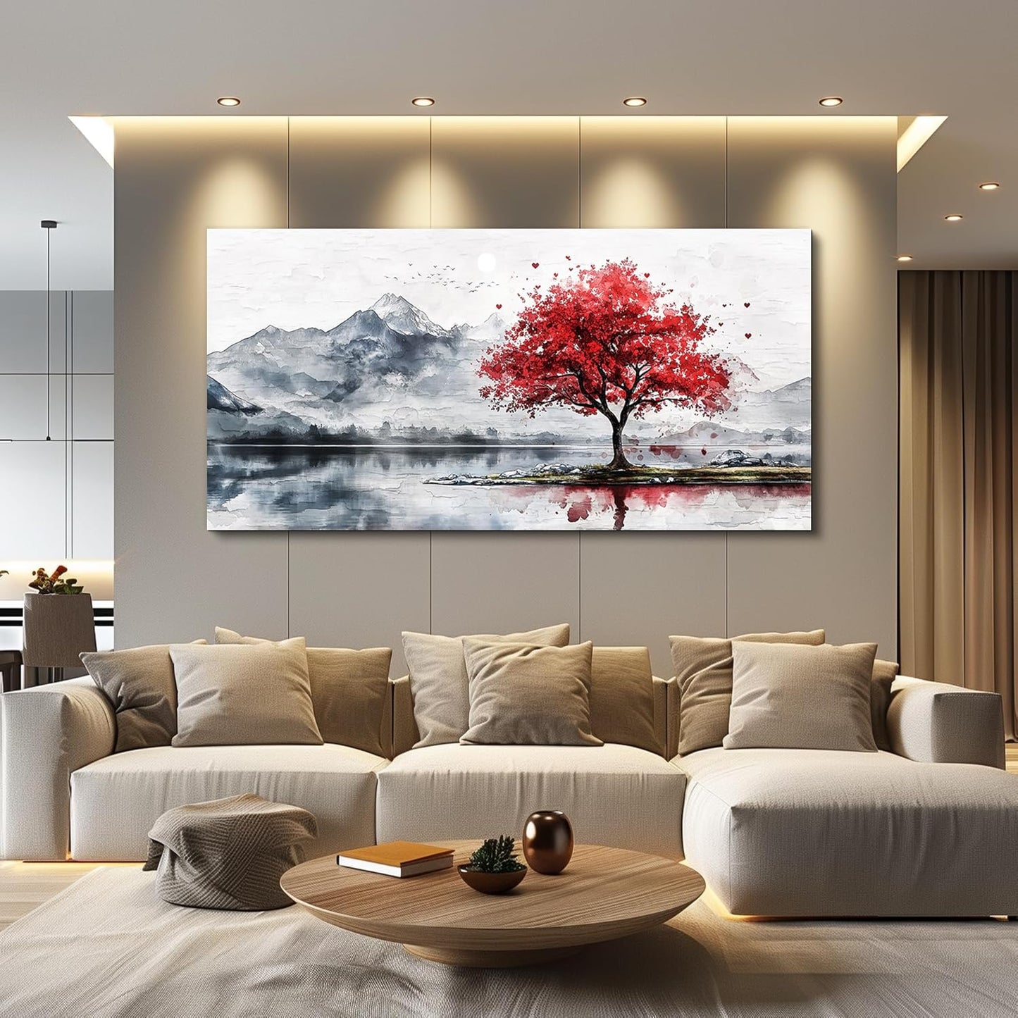MHARTK66 Abstract Mountain Landscape Wall Painting Wall Art For Living Room Pictures Wall Decor Bedroom Black & White Water Color Picture Trees Canvas Wall Art Artwork For Office Ready To Hang 20x40