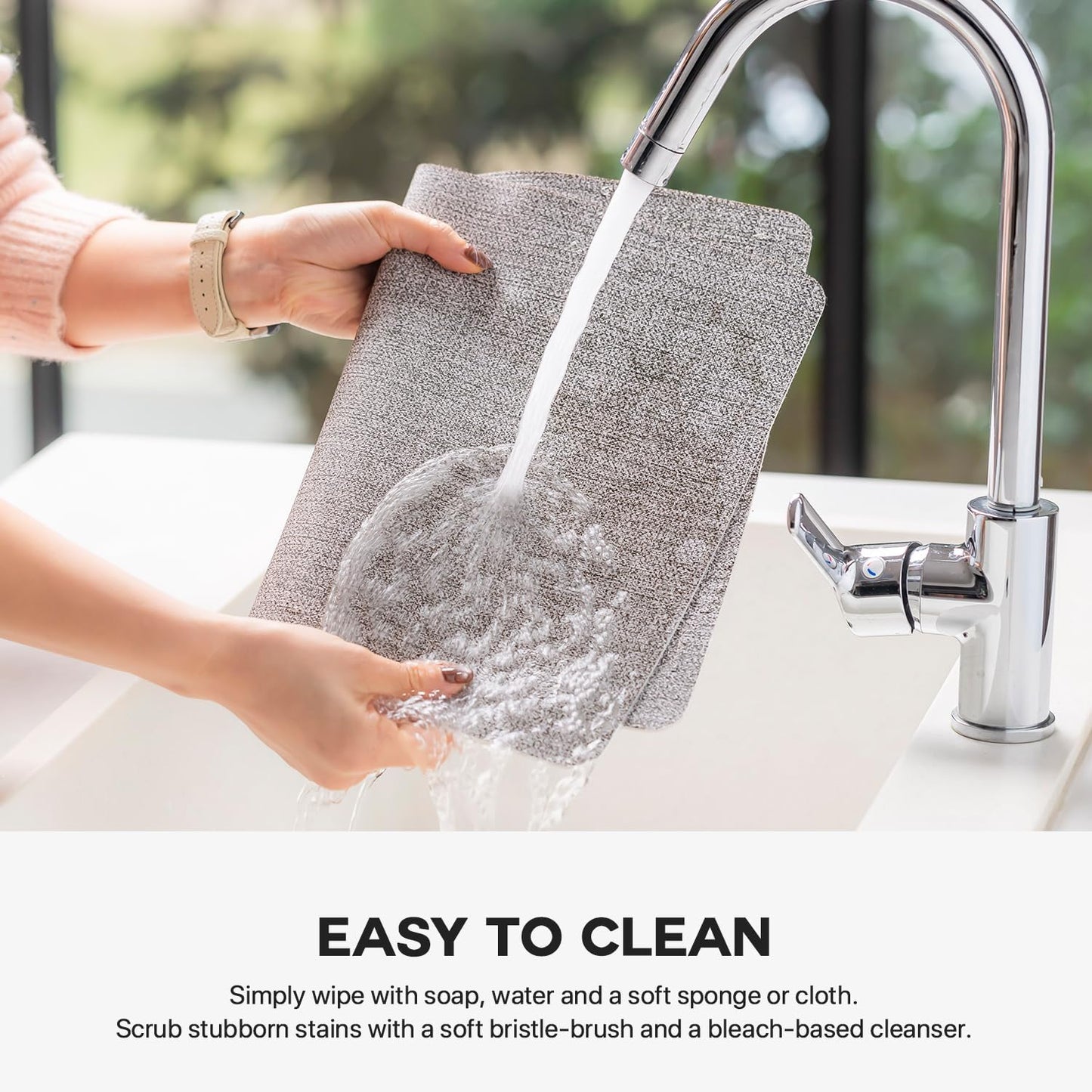 Faux Leather Placemats Set of 4 Vinyl Washable Wipeable Table Mats for Kitchen Dining Table Heat Resistant Waterproof Modern Indoor/Outdoor Placemats Non-Slip Easy Clean Place Mats (Mid Gray)