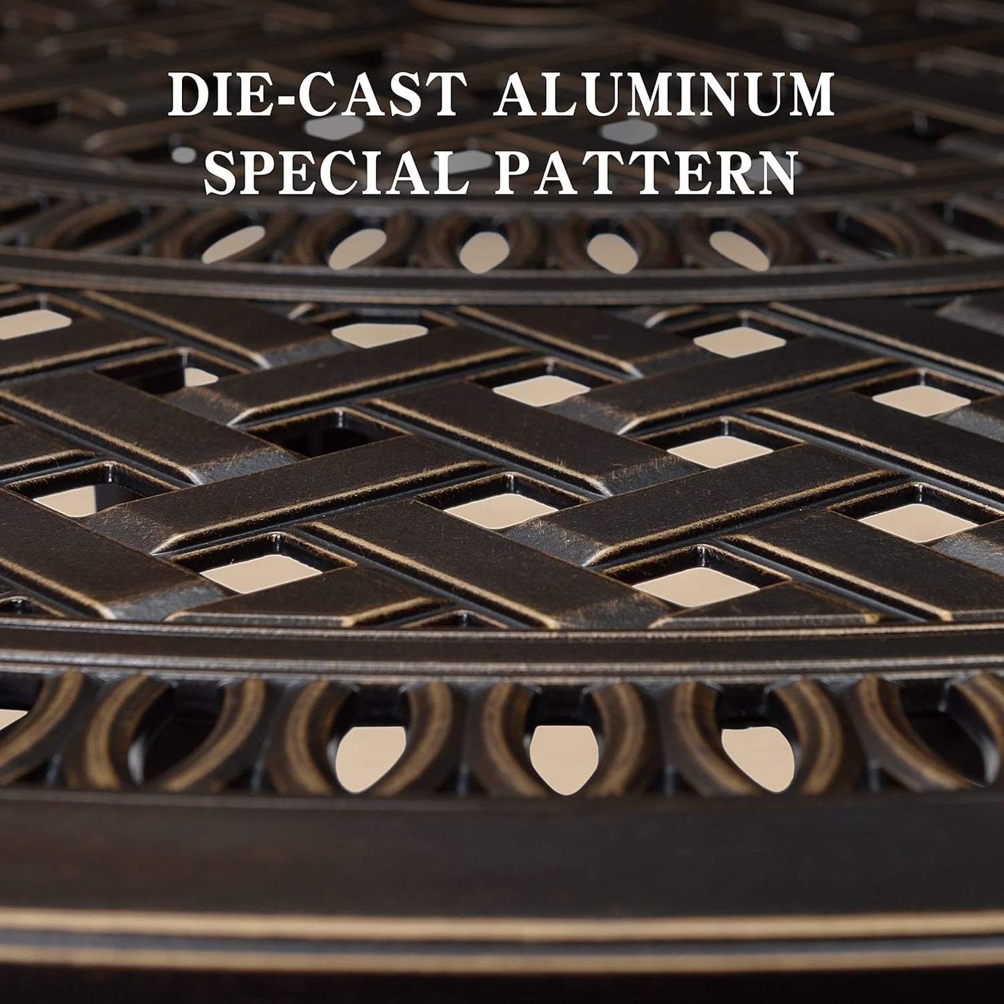 PURPLE LEAF 7 Pieces Patio Dining Set Cast Aluminum Patio Furniture with 6 Armchairs and 47" Round Table, Cushion and Pillow Included, for Lawn Yard Garden Outdoor Dining Set, Navy Blue