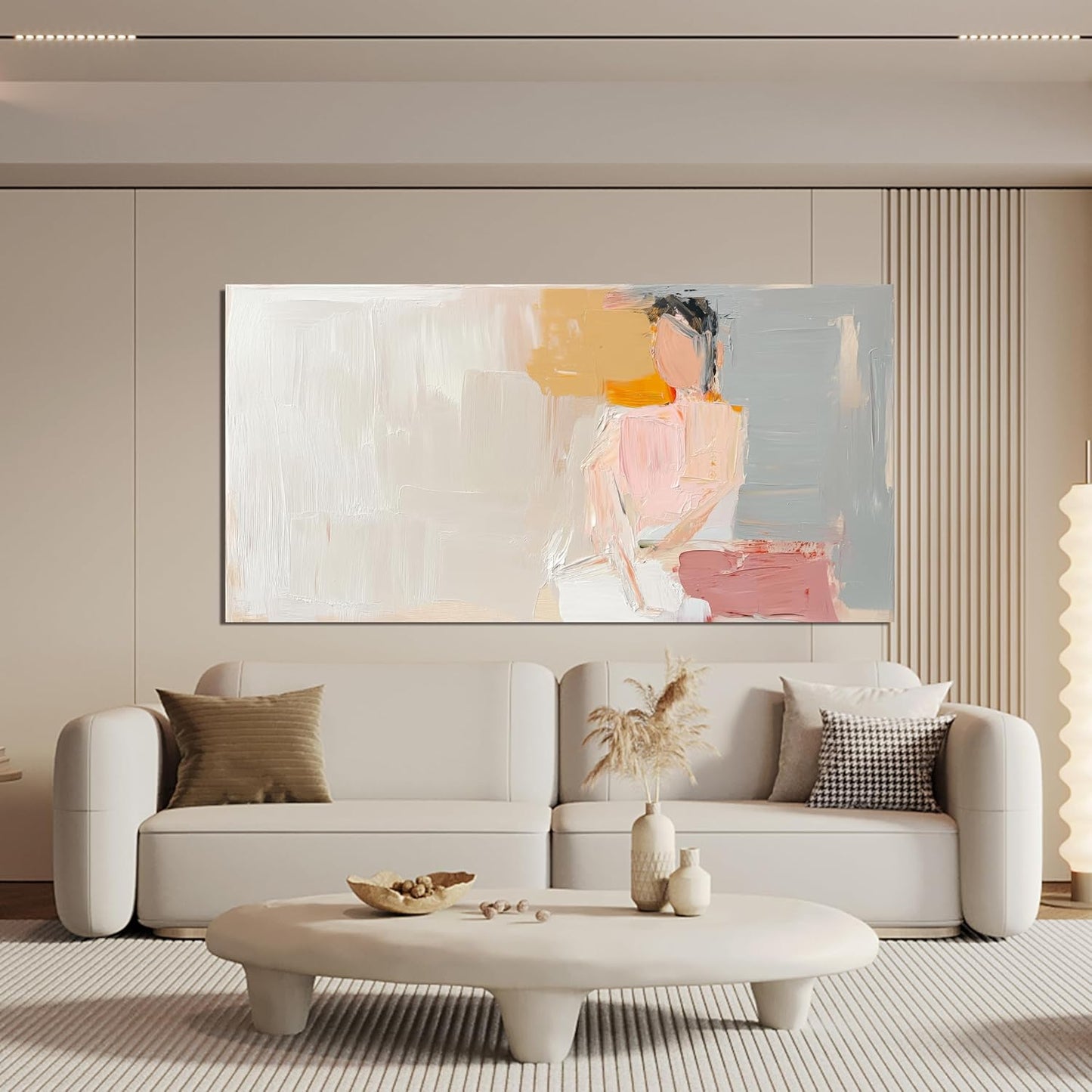Abstract Canvas Wall Art Decor Large Wall Art Pictures for Living Room Artwork for Walls Abstract Canvas Art Wall Decor Pink Wall Art Paintings Prints Art Work for Room Office Home Wall Decor 24"x48"
