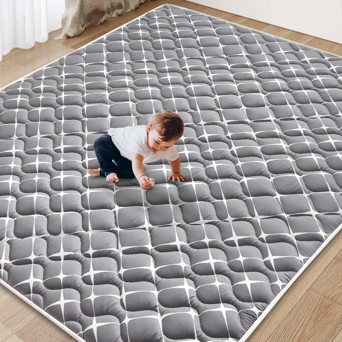 Baby Play Mat - 79" X 71",Premium Thicker Foam One-Piece Crawling Mat, Machine Washable, Extra Large Anti-Slip Activity Playmat for Babies, Toddlers & Infants