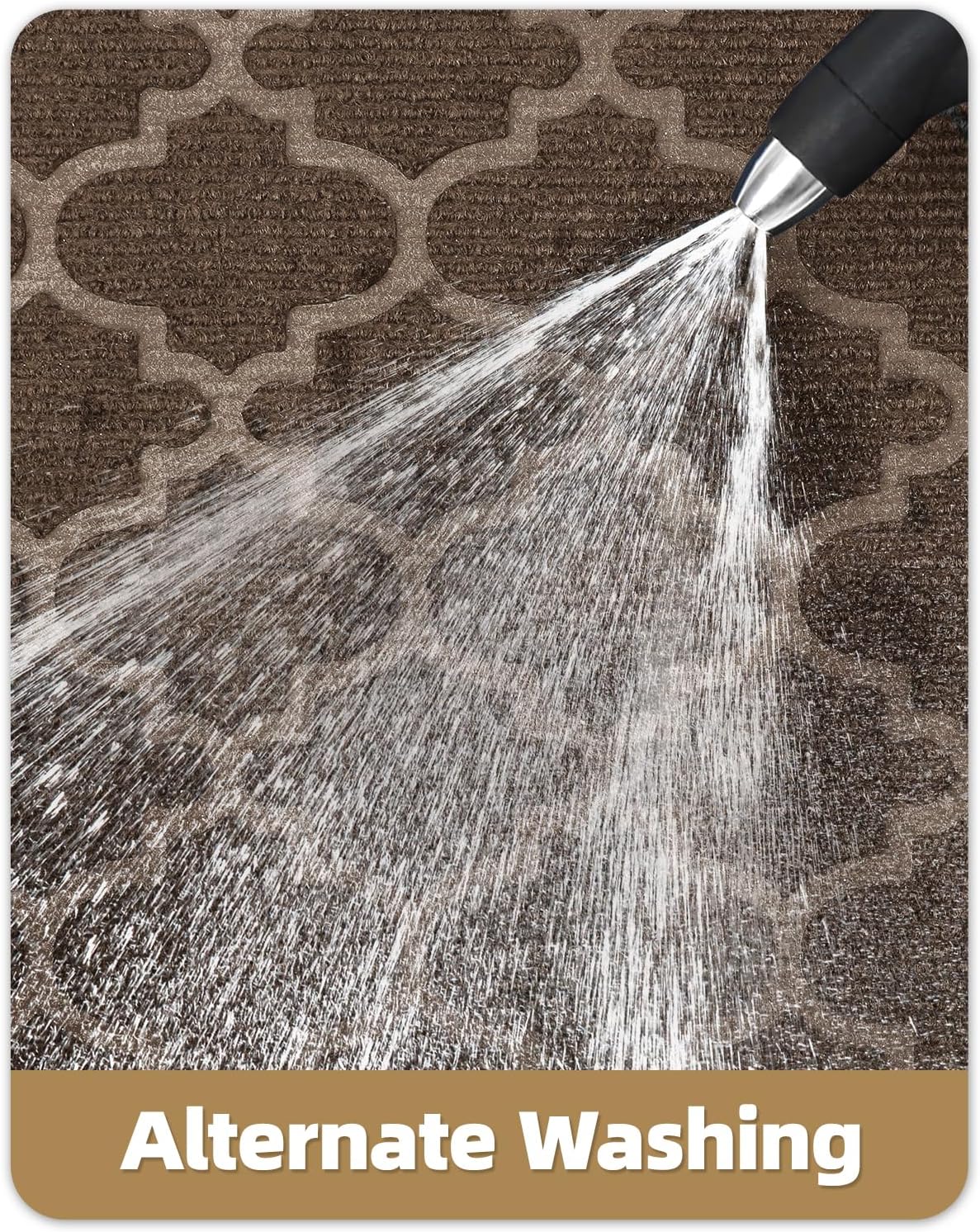 Color&Geometry Front Door Mat Outside Entrance, Heavy Duty Non Slip Low Profile Doormat for Entryway, Trap Dirt and Moisture Welcome Mats All-Weather, Easy Clean, Patio, Garage, 17"x30" Brown