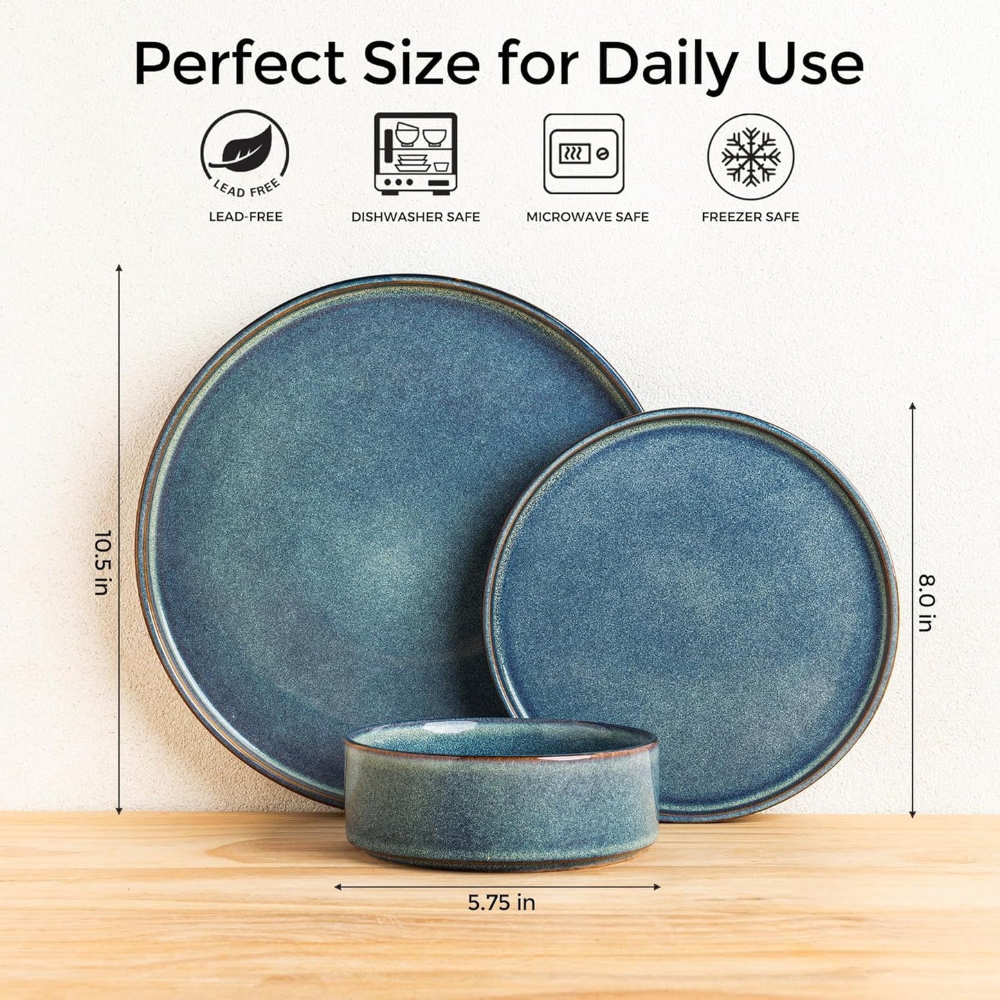 AmorArc Ceramic Dinnerware Sets, Handmade Reactive Glaze Stoneware Plates and Bowls Sets,Highly Chip and Crack Resistant | Dishwasher & Microwave Safe Dishes Set, Service for 8 (24pc)