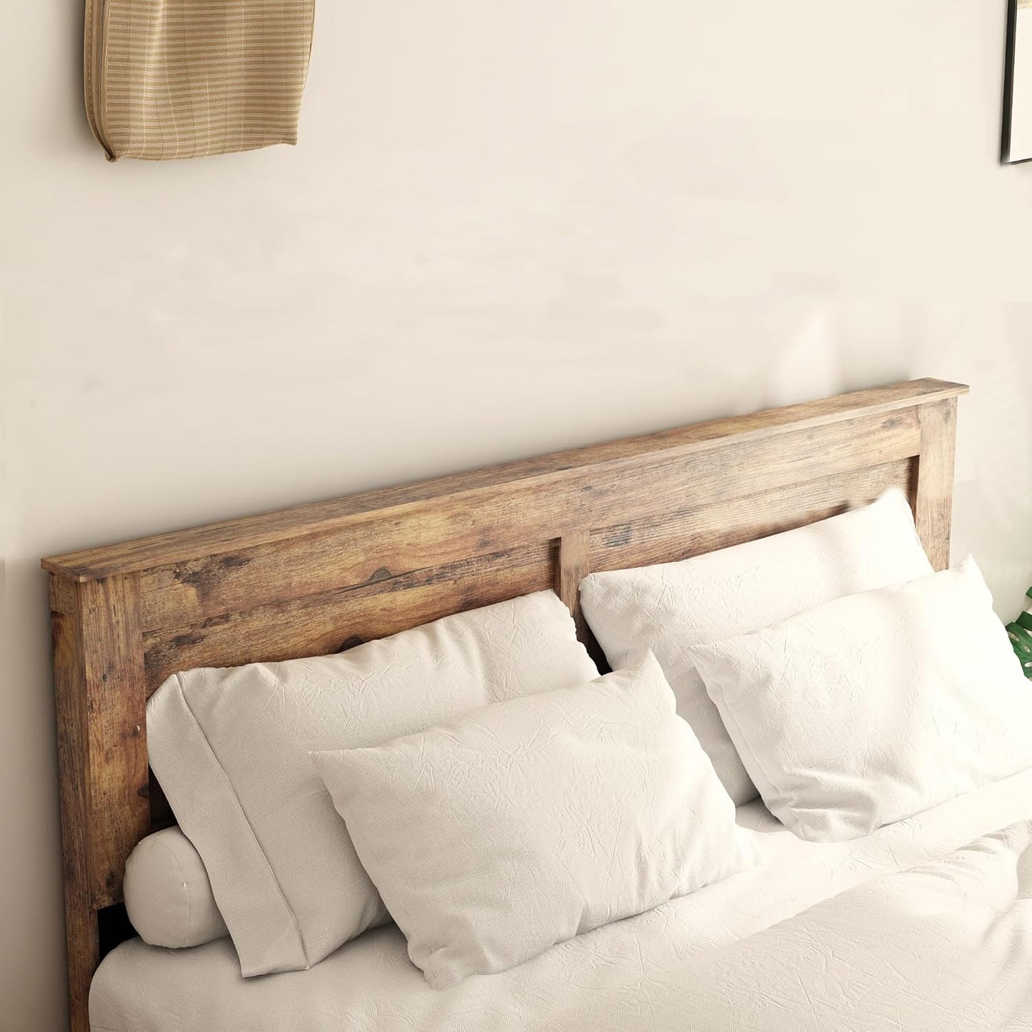 Wood Platform Bed Frame, King Bed Frame with Headboard and Wood Slat Support, Noise-Free,Easy Assembly, No Box Spring Needed, Dark Brown