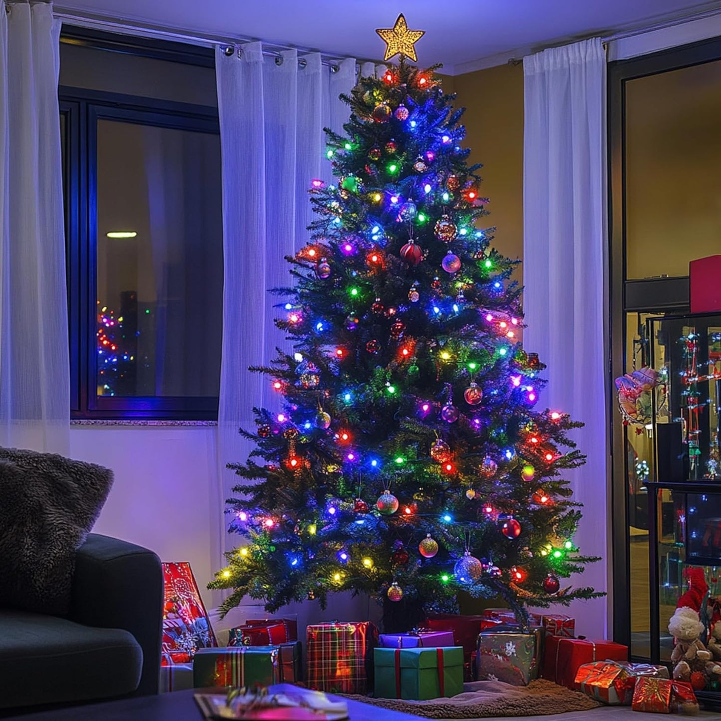 Kwaiffeo Christmas Tree Lights, 100FT 300LED Multi Colored Christmas Lights, 8 Modes Connectable Colored Light for Xmas Tree Halloween Decorations Outdoor Indoor