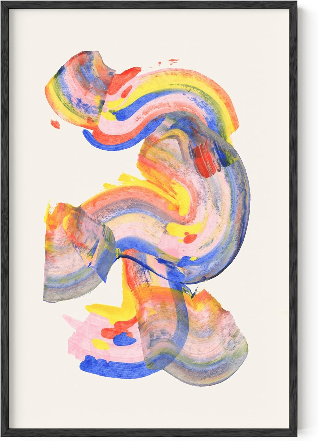 HAUS AND HUES Colorful Abstract Wall Art - Minimalist Retro Picture for Living Room Decor, Red and Pink Modern Wall Art Painting (Abstract Watercolor Swirls, Unframed, 24x36)