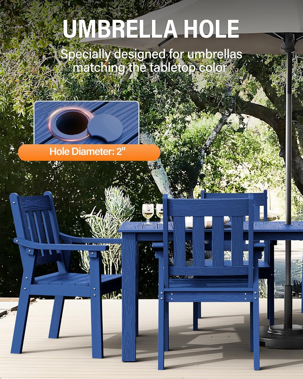 YEFU Outdoor Patio Dining Sets: All Weather 12 Piece Dining Table Set for 10 with Umbrella Hole & Aluminum Frame - Outdoor Furniture Patio 2 Table and 10 Chairs for Outside Backyard/Porch/Deck Blue