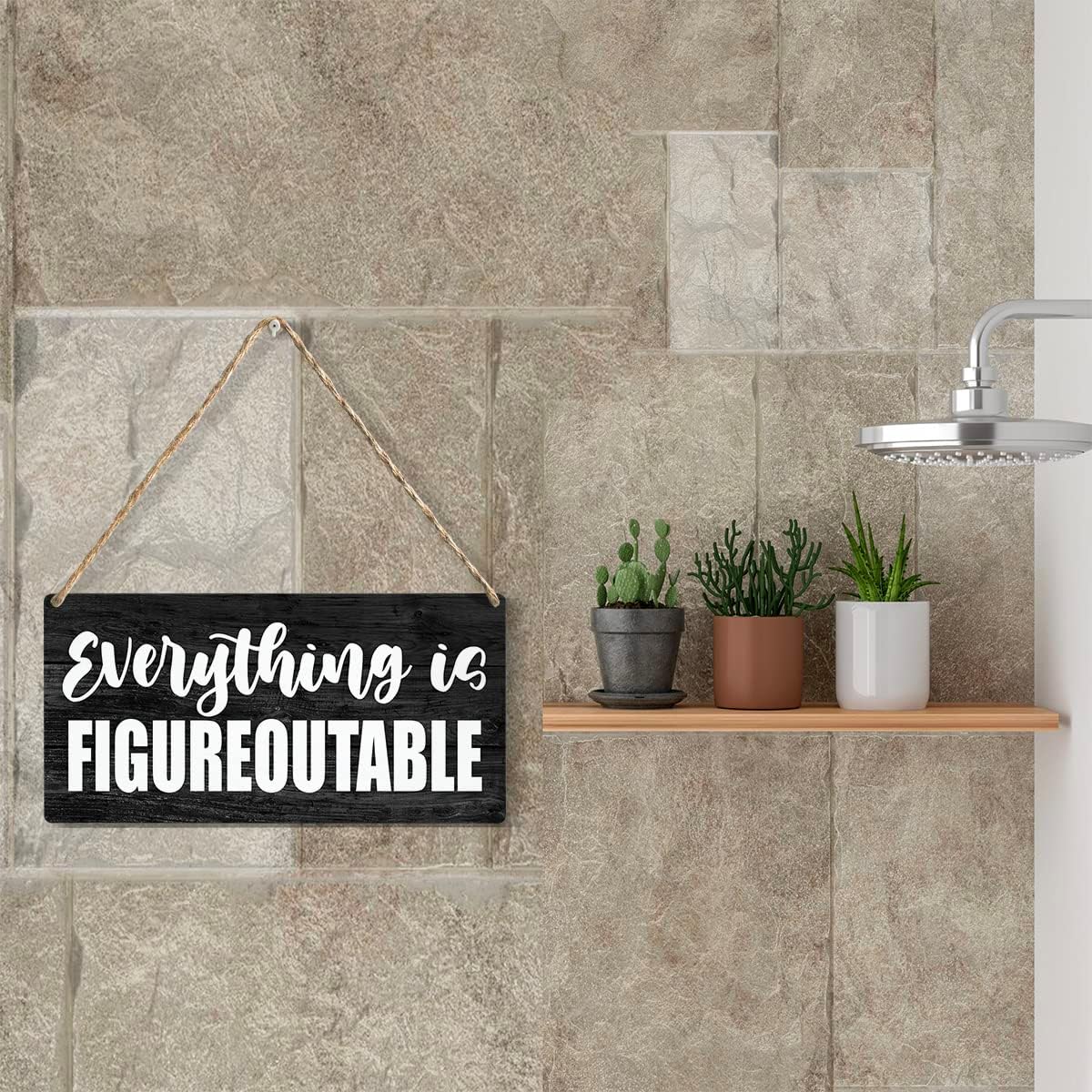 YCYD Inspirational Everything is Figureoutable Wood Sign Rustic Motivational Wooden Hanging Plaque for Home Office Wall Art Decoration 6 x 12 Inches Present