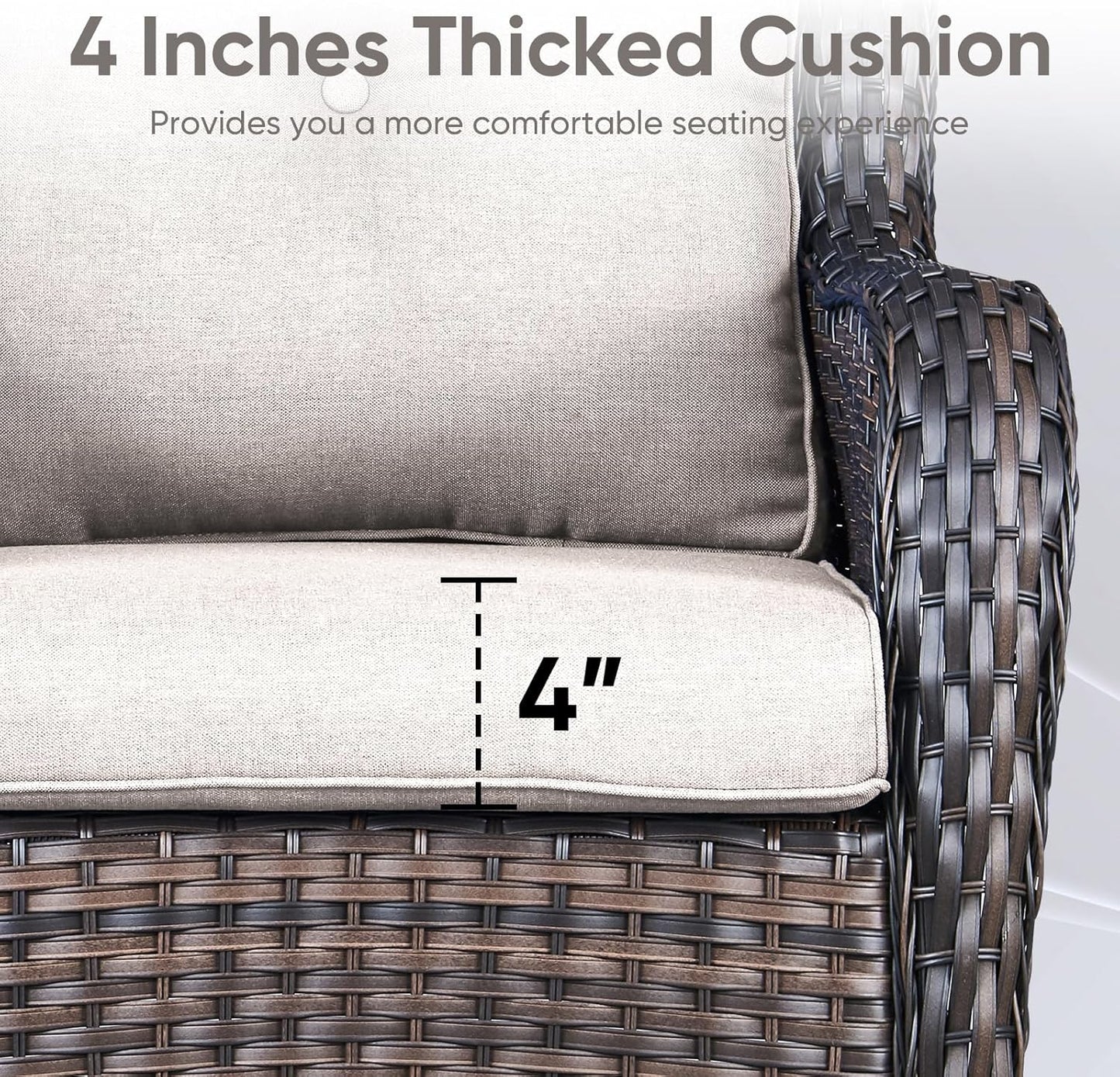 10-Piece Outdoor Patio Cushion Set - Fade & Water Resistant with Removable Olefin Cover, 22x24x4 Inch Memory Foam Cushions for Wicker Sectional Sofa – Beige/Buckle