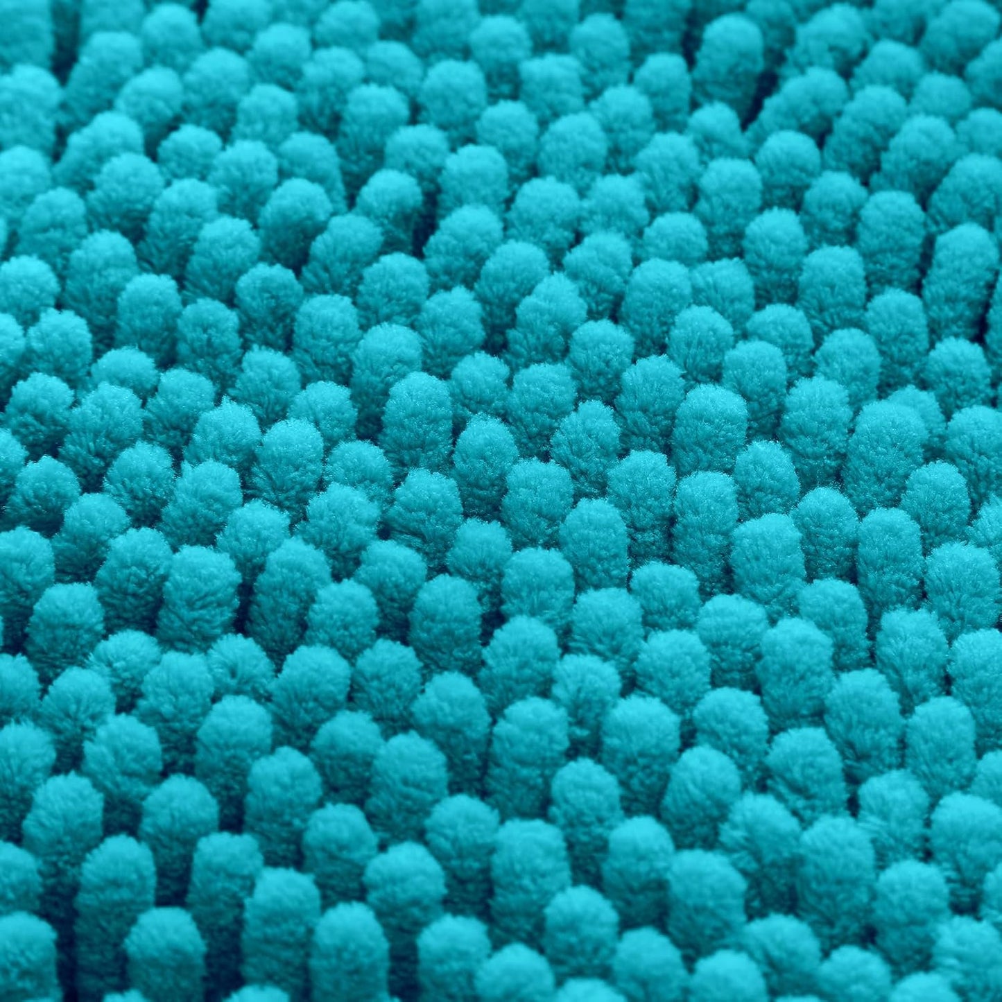 HOMEIDEAS 3 Pieces Bathroom Rugs, Ultra Soft Non Slip Absorbent Chenille Toilet Bath Mat Set (Teal Blue,17"x24"+20"x32"+U Shape 20"x24")