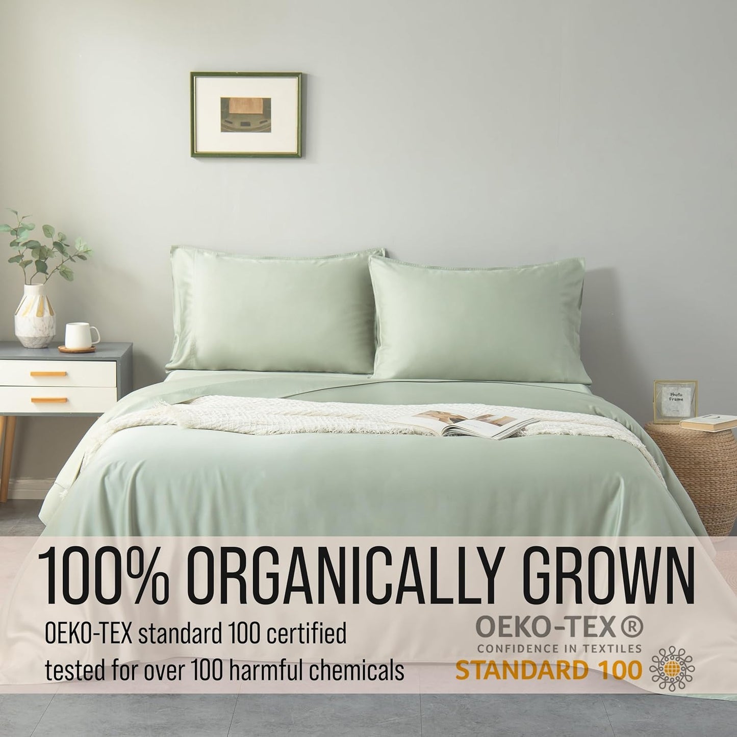 Bella Coterie Luxury Bamboo Viscose Full Size Sheet Set | 100% Organically Grown | Ultra Soft | Cooling for Hot Sleepers | 18" Deep Pocket [Sea Glass]