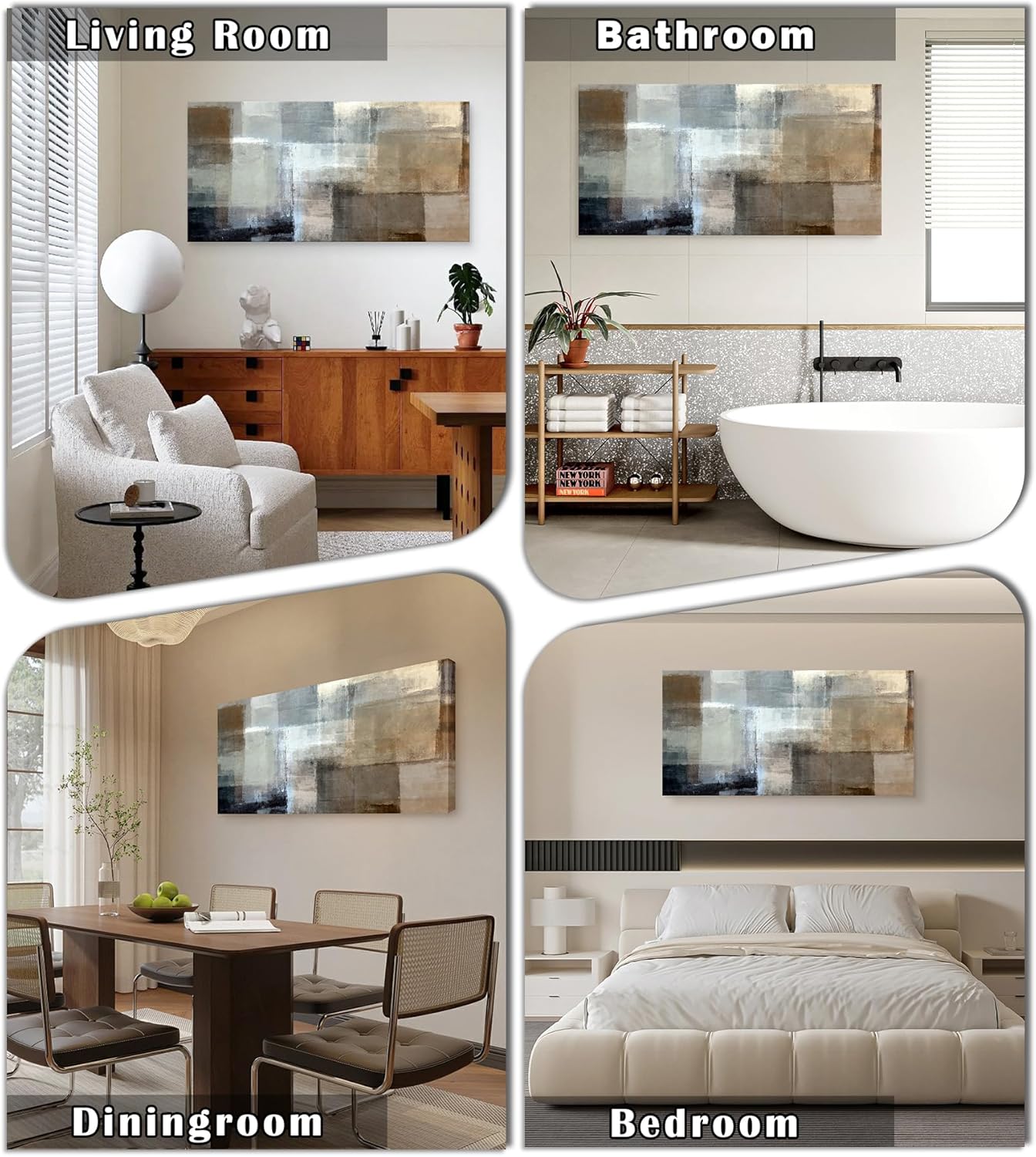 Baisuart A61298 Canvas Prints Abstract Wall Art Print Paintings Grey and Brown Stretched Canvas Wooden Framed for Living Room Bedroom and Office Home Decor Artwork