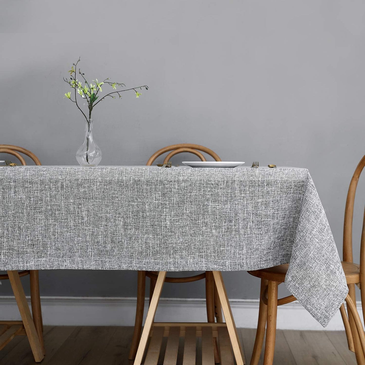 maxmill Flaxy Faux Linen Tablecloth with 2-Tone Slubby Yarn Texture Wrinkle Resistant Anti-Shrink Soft Table Cloth for Kitchen Dining Restaurant Tabletop Rectangle 60 x 120 Inch Light Gray
