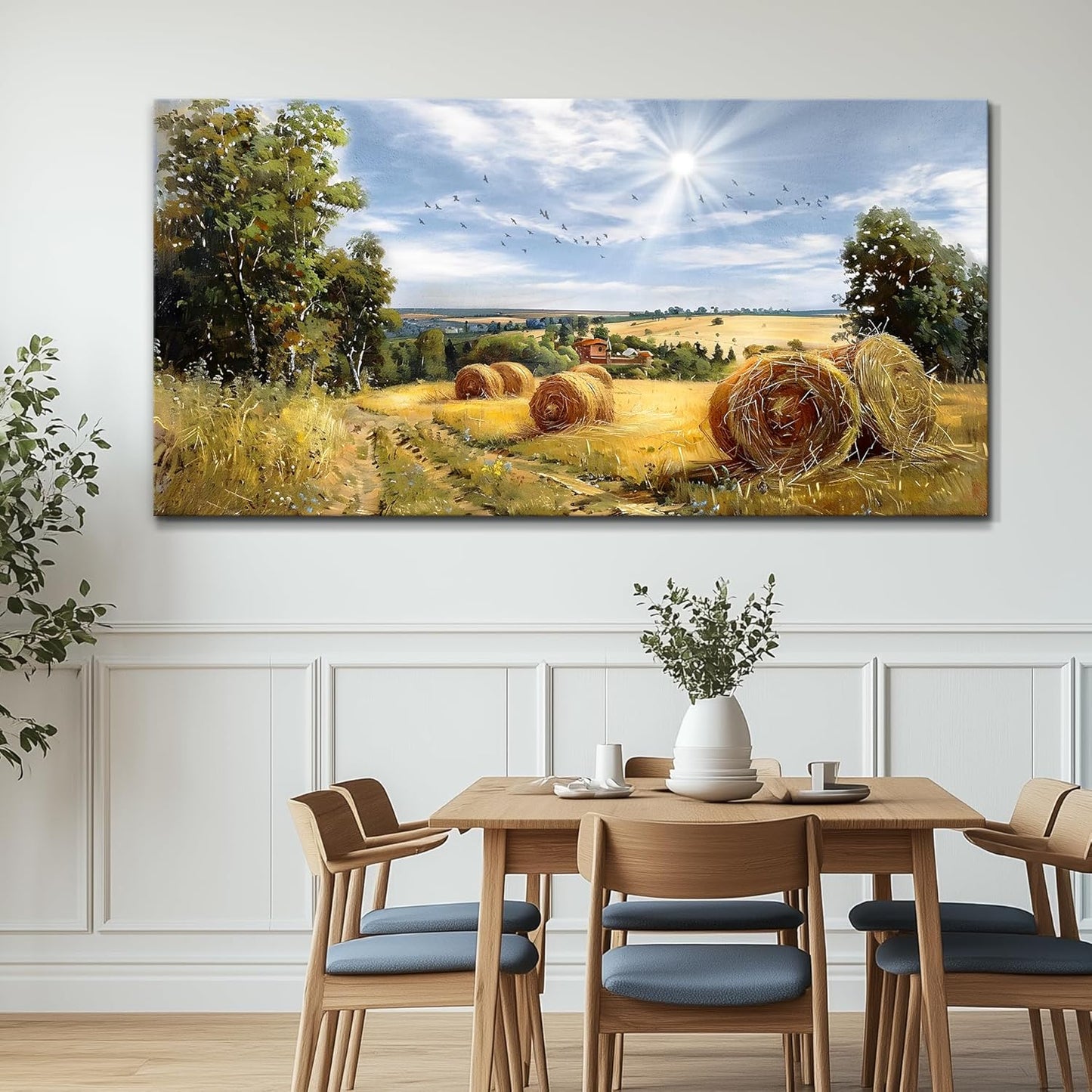 FUHAIHUA Framed Wall Decorations For Living Room Canvas Wall Art For Bedroom Inspiration Wall Decor Country Field Paintings Landscape Pictures Office Artwork Modern Posters Home Decor 20x40 In