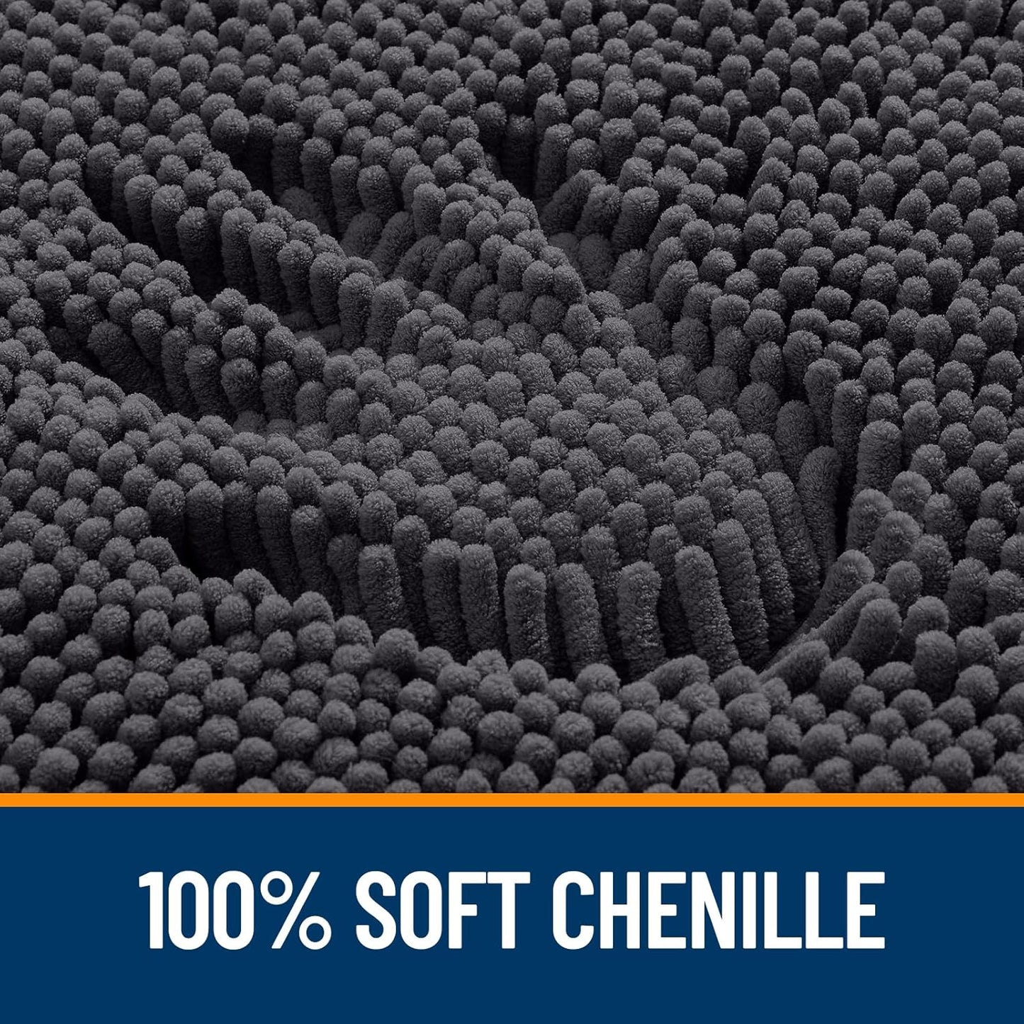 OLANLY Bathroom Rugs Sets 2 Piece, Soft Absorbent Chenille Bath Mats and U-Shaped Contour Toilet Mat Area Rug Set, Machine Washable Bath Carpet, Home Decor Accessories(36"x24"+24"x20", Dark Grey)