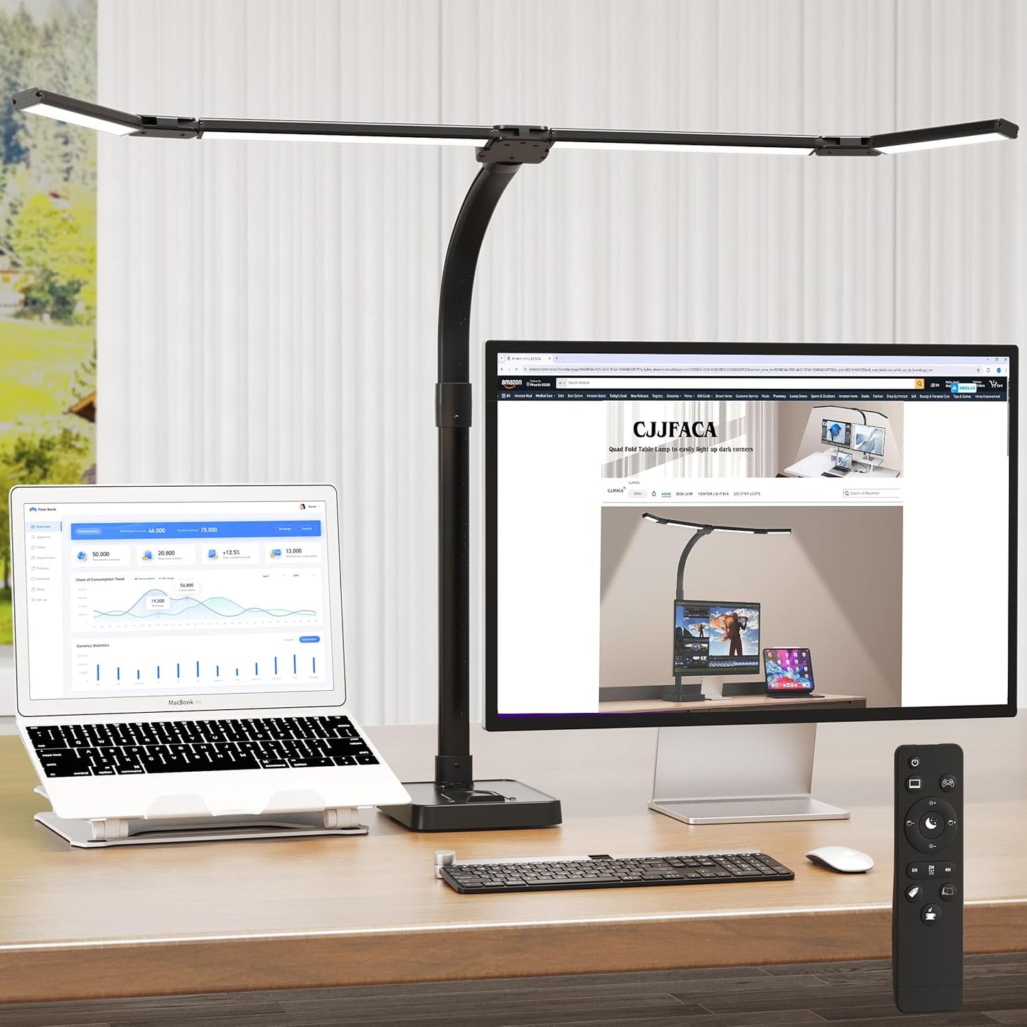 Office Home Desk Lamp,24W Super Bright Eye-Care Desk Lamp,Adjustable Gooseneck Office LED Task Light with Soft Non-Glare Lighting,Suitable for Studying,Reading (Black) (Plus)