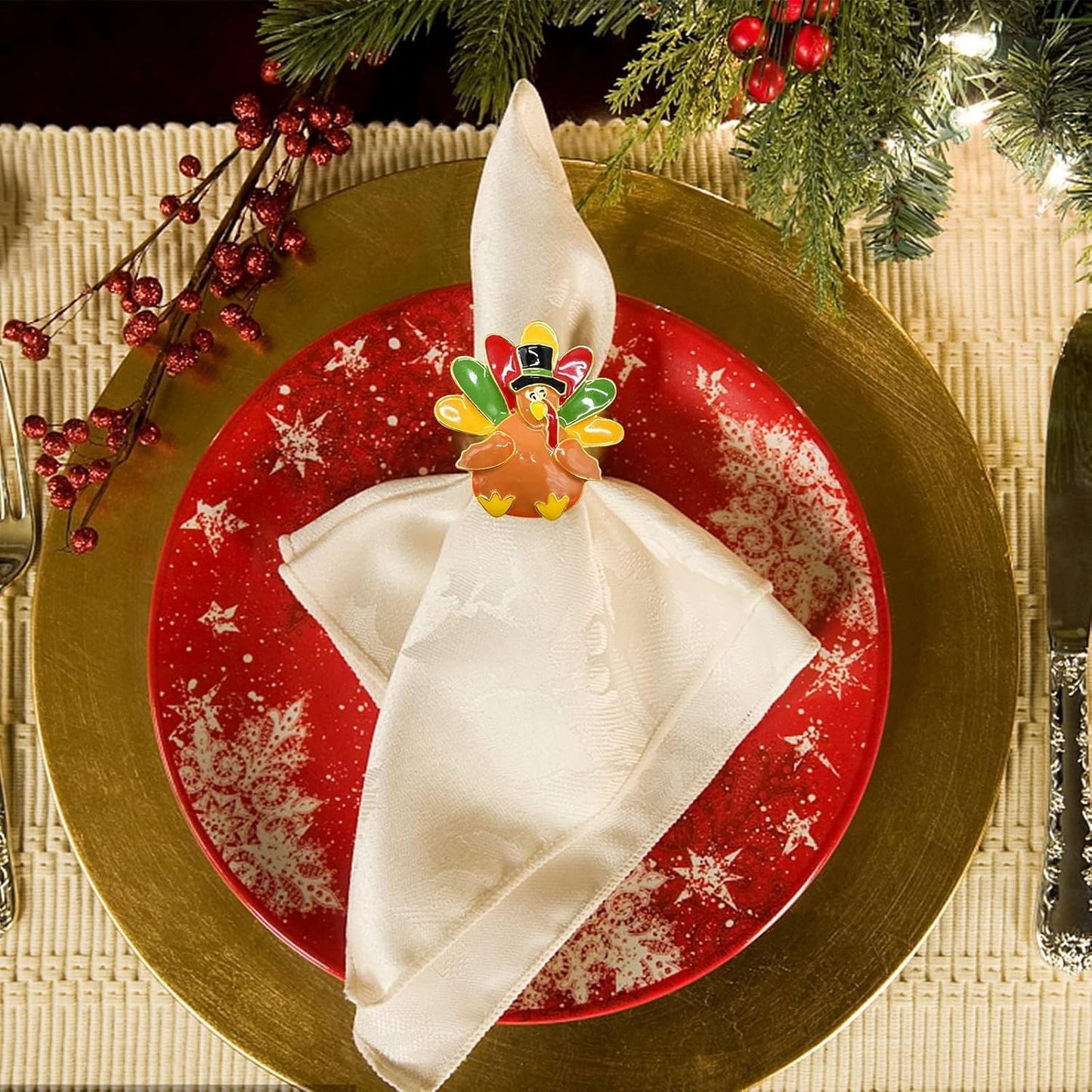 Legigo Set of 12 Turkey Napkin Rings for Thanksgiving Decorations- Thanksgiving Napkin Holder Fall Napkin Rings for Dinner Wedding Banquet Family Gatherings Table Settings Decor Present