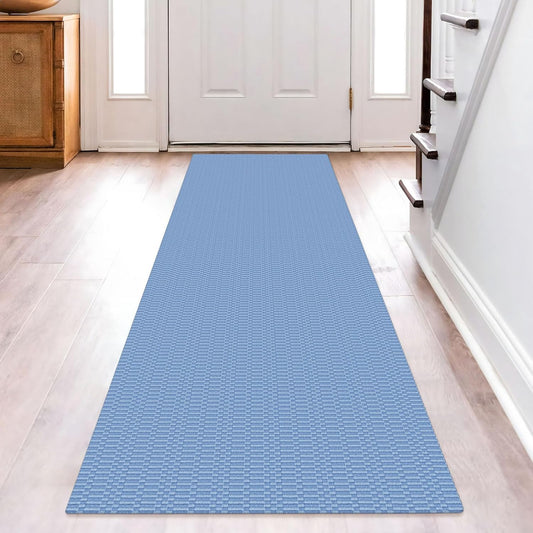 KOZYFLY Washable Runner Rug 2x8 Ft Runners for Hallway Rubber Backed Kitchen Runner Rugs Braided Cotton Entryway Runner Indoor, Carpet Runners for Hallway Entryway Bedroom, Blue