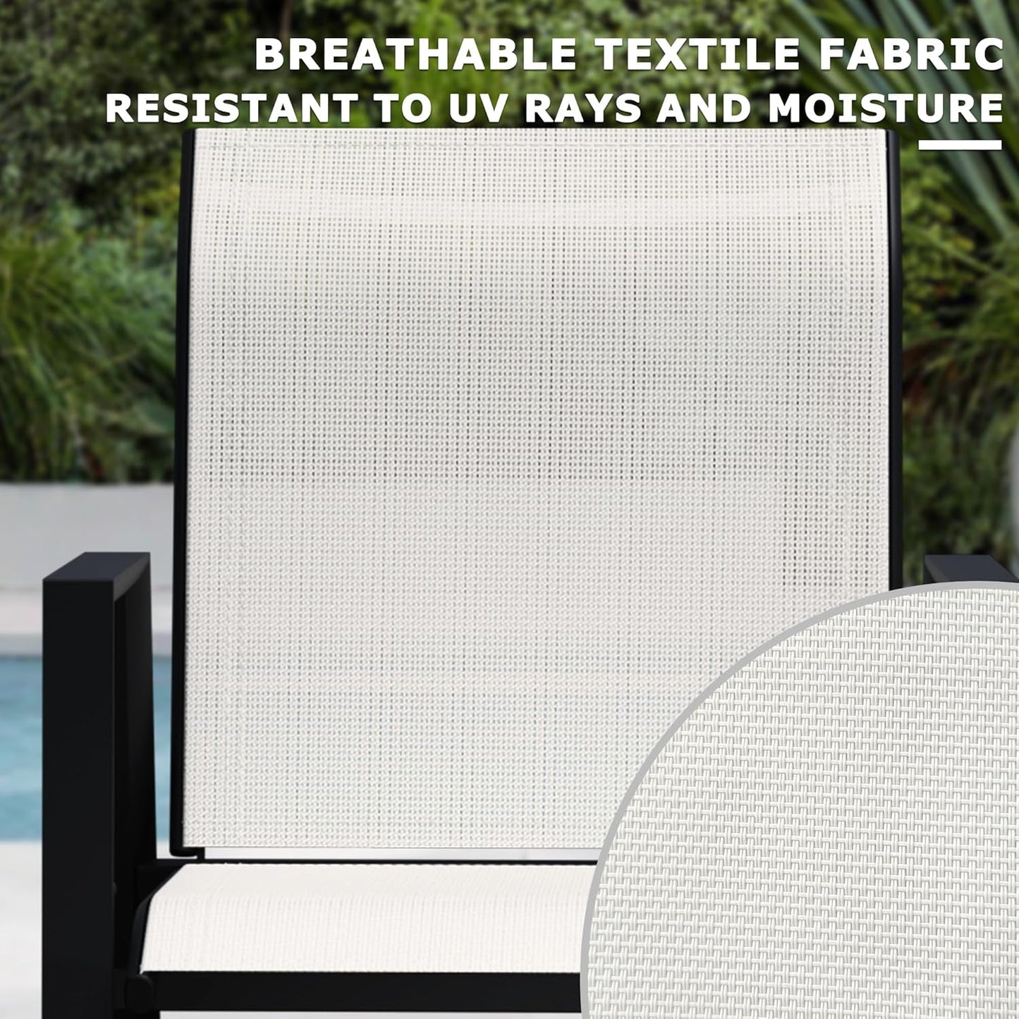 5 Piece Outdoor Dining Set, Patio Table and Chairs Set of 4, 42" Black Round Patio Table with 4 Oyster Beige Stackable Patio Chairs for Lawn, Garden, Porch