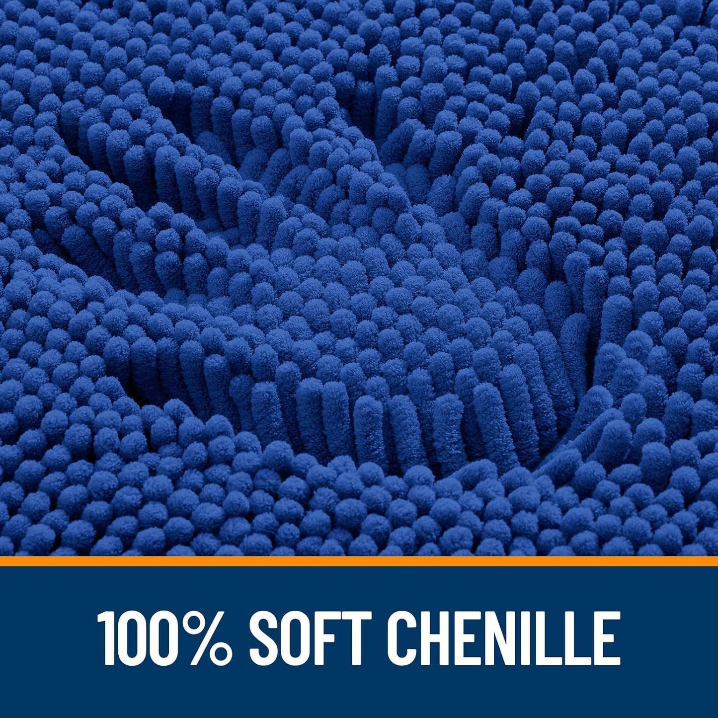 OLANLY Bathroom Rugs Sets 2 Piece, Soft Absorbent Chenille Bath Mats and U-Shaped Contour Toilet Mat Area Rug Set, Machine Washable Bath Carpet, Home Decor Accessories(24"x16"+24"x20", Royal Blue)