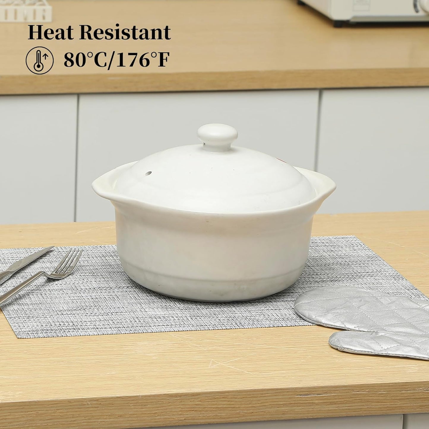 Leetaltree Linen Grey Placemats Set of 6 - Heat Resistant Non-Slip Place mats for Dining Table, Washable Durable PVC Vinyl Woven Table Mats（Linen Grey, 6）