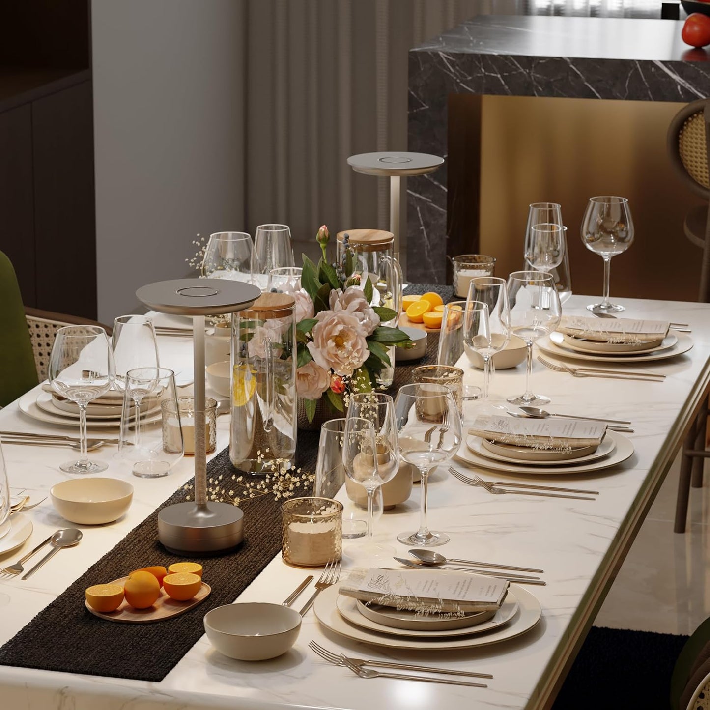 Cordless Table Lamps, LED Rechargeable Outdoor Waterproof Portable Touch Battery Table Lamps with Memory Function, Built-in 5000mAh,Battery for Patio/Campsite/Work(Silver)