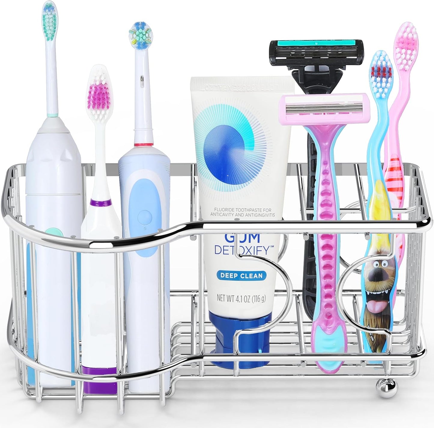 Simple Houseware Multi-Functional 6 Slots Toothbrush Holder, Chrome