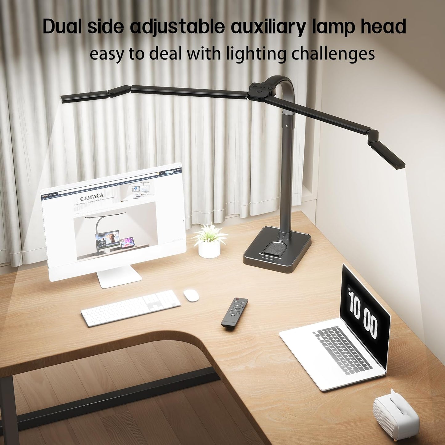 Office Home Desk Lamp,24W Super Bright Eye-Care Desk Lamp,Adjustable Gooseneck Office LED Task Light with Soft Non-Glare Lighting,Suitable for Studying,Reading (Black) (Plus)