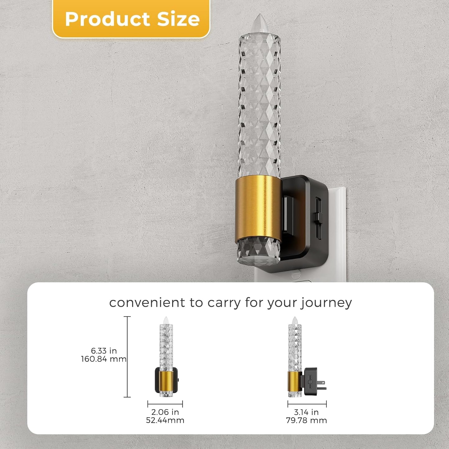 L LOHAS LED Night Light, Amber Candle Night Lights Plug into Wall, 0-100 LM Dimmable Nightlight, Plug in Acrylic Diamond Night Light with Dusk to Dawn Sensor, for Bathroom Hallway