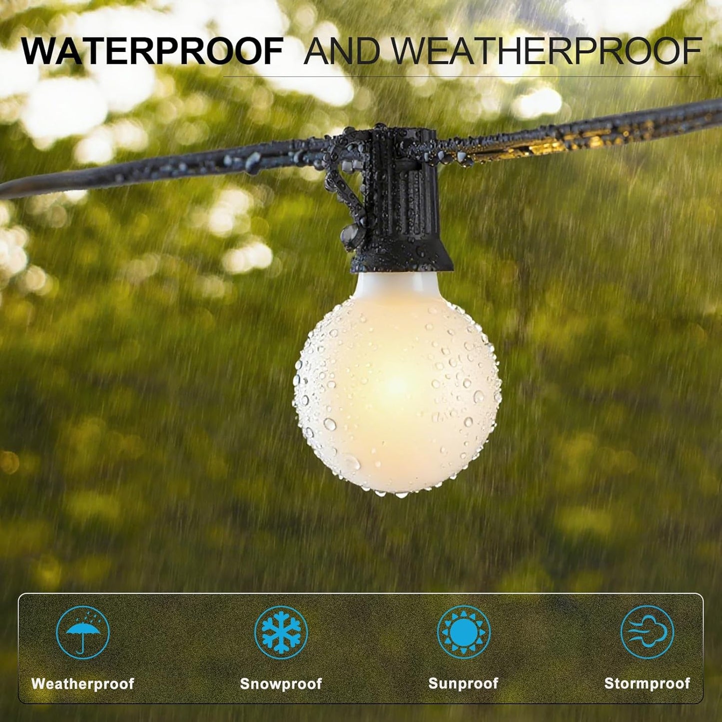 Lightdot 200FT Outdoor String Lights, LED Bistro String Lights with Shatterproof G40 Vintage Bulbs, 2200K Dimmable, Outside Hanging Light Waterproof for Porch,Garden, Backyard, Balcony- ETL Listed