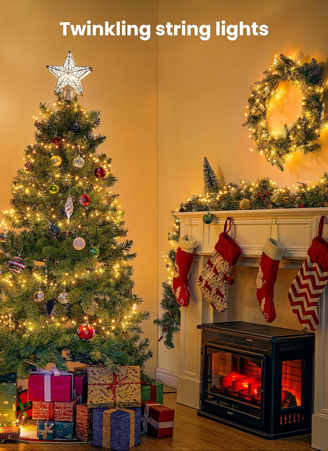 Indoor String Lights 4 Pack 10 Ft 120 LEDs Fairy Lights Battery Operated with Timer for Christmas Decorations DIY Crafts Wedding Table Centerpieces Party Bedroom