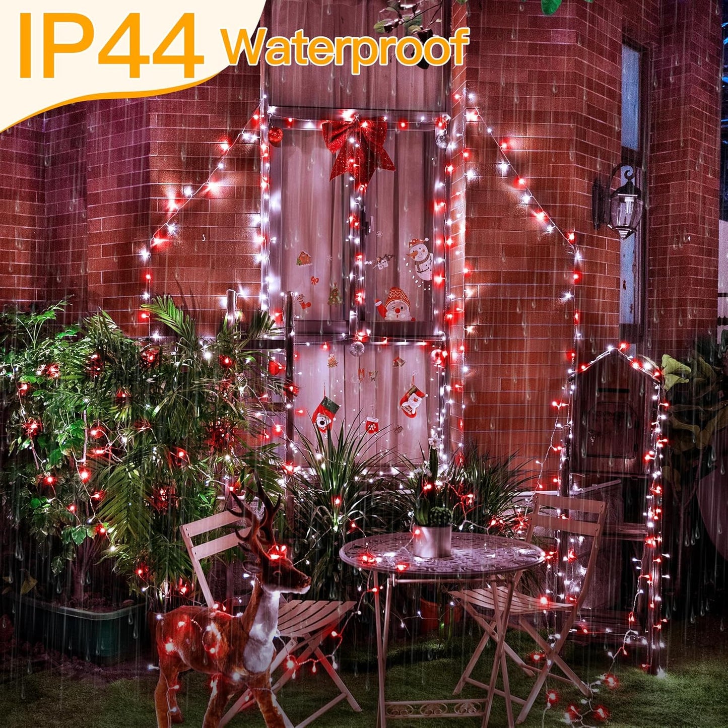 Ollny Red and White Christmas Lights Waterproof, 400LED 131FT String Lights with Remote 3 Timer, Plug in 8 Modes Fairy Light for Xmas Tree Indoor Bedroom House Party Wedding Decorations