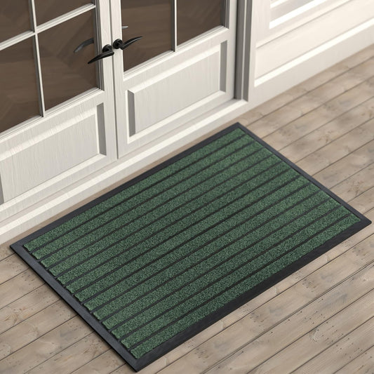 ubdyo Extra Durable Door Mat - Dirt Trapping Outdoor Welcome Mats - Non-Slip Outdoor Indoor Entrance - Low Profile Front Doormat (47" x 32", Bright Green)