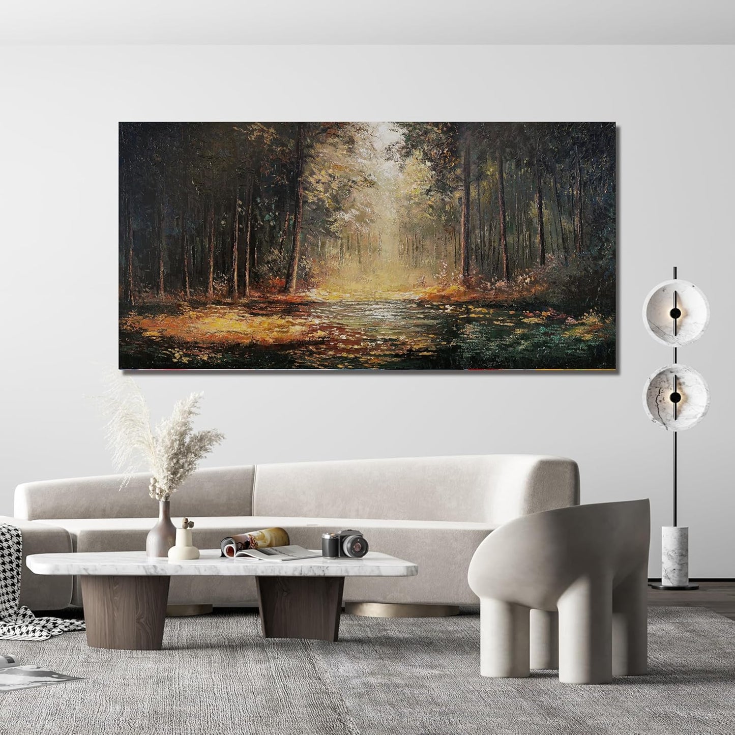 Canvas Wall Art Decor Large Wall Art Pictures for Living Room Landscape Natural Wall Art Decor Canvas Art Wall Decor Yellow Forest Wall Art Prints Art Work for Home Office Room Wall Decor 29" x 58"