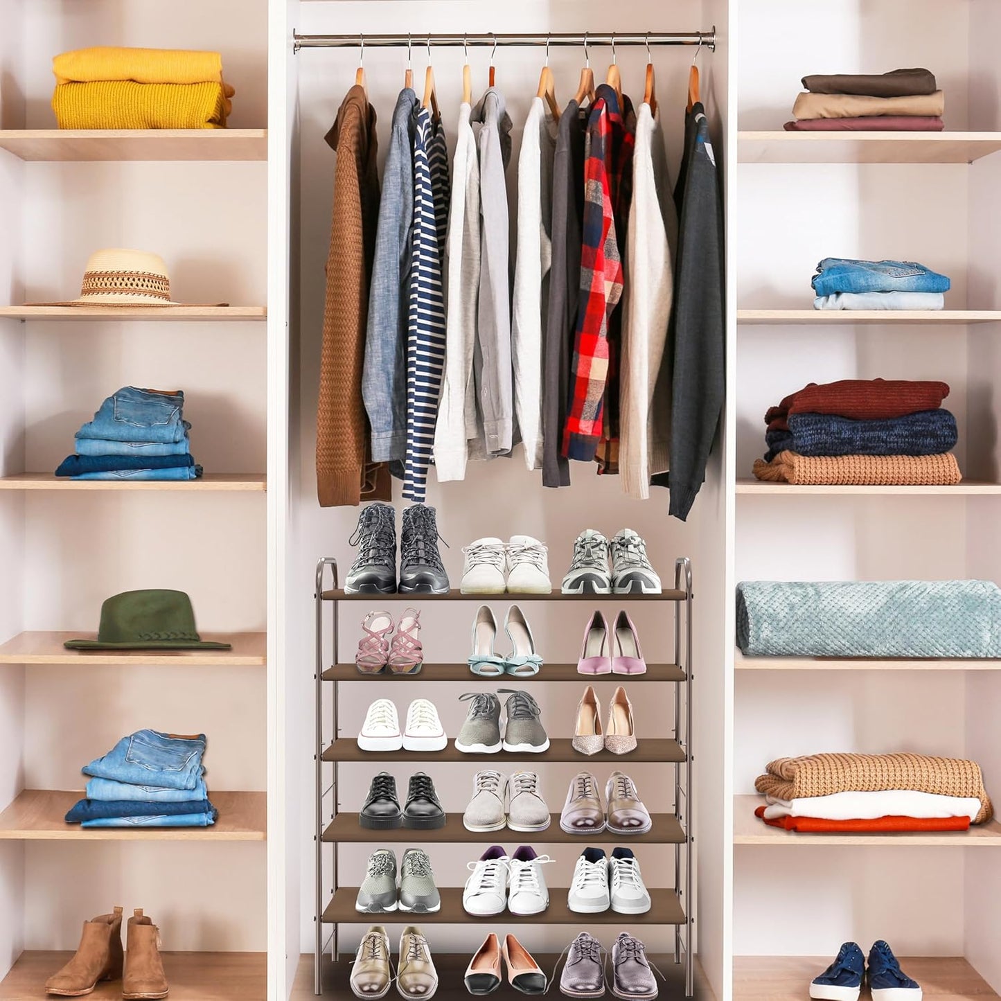 SIMPLE HOUSEWARE 5-Tier Shoe Rack Storage Organizer, Bronze