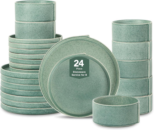 Stone Lain Bao 24-Piece Dinnerware Set Stoneware, Green