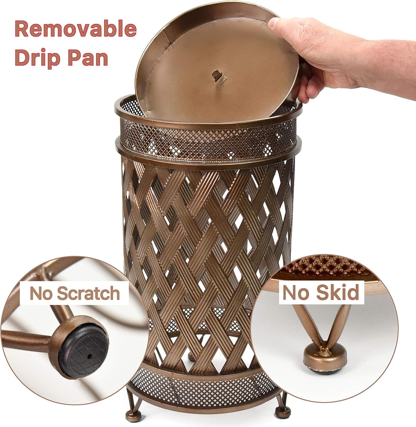 Dualplex Super Quality Umbrella Stand, Umbrella Holder, Antique Look Metal Entry Hallway Décor, Round Style w/Removable Drip Tray. Home Office Decoration Rack Holds Umbrellas Canes Walking Sticks