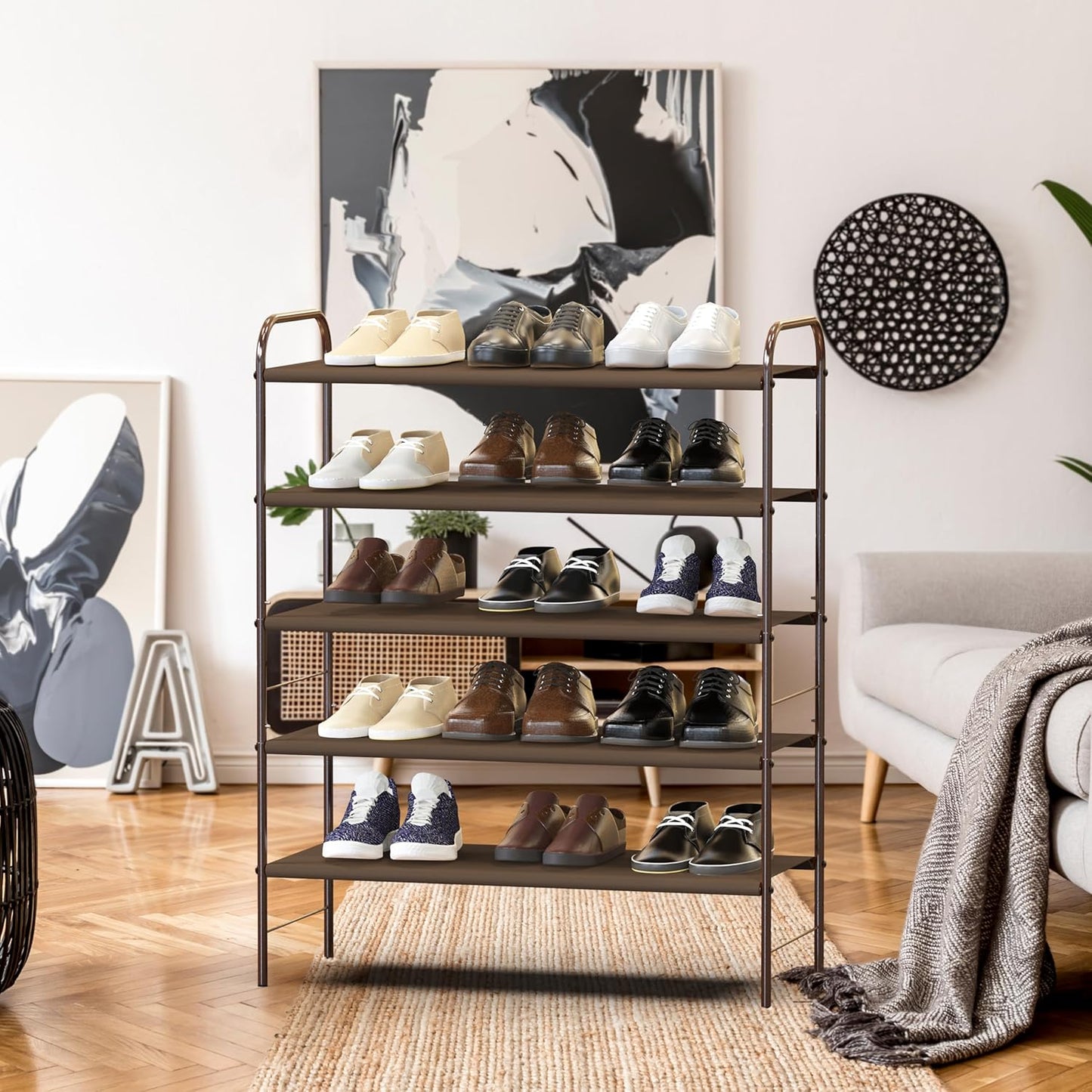 SIMPLE HOUSEWARE 5-Tier Shoe Rack Storage Organizer, Bronze