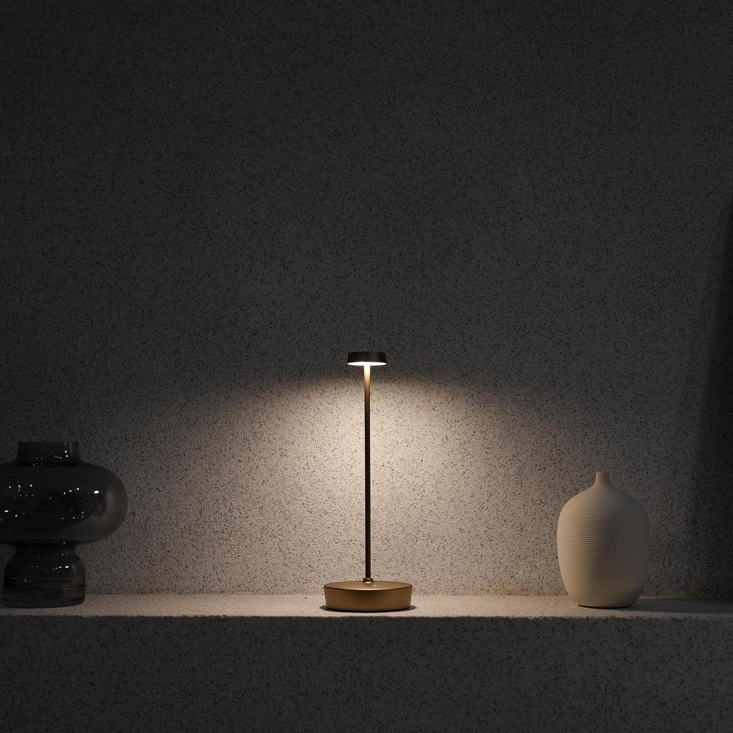 2Pack Cordless LED Table Lamp，Rechargeable Battery Desk Lamps, 3 Color Stepless Dimmable Metal Battery Table Lamps, Portable Table Light for Indoor/Outdoor/Restaurants/Bedroom/Bar