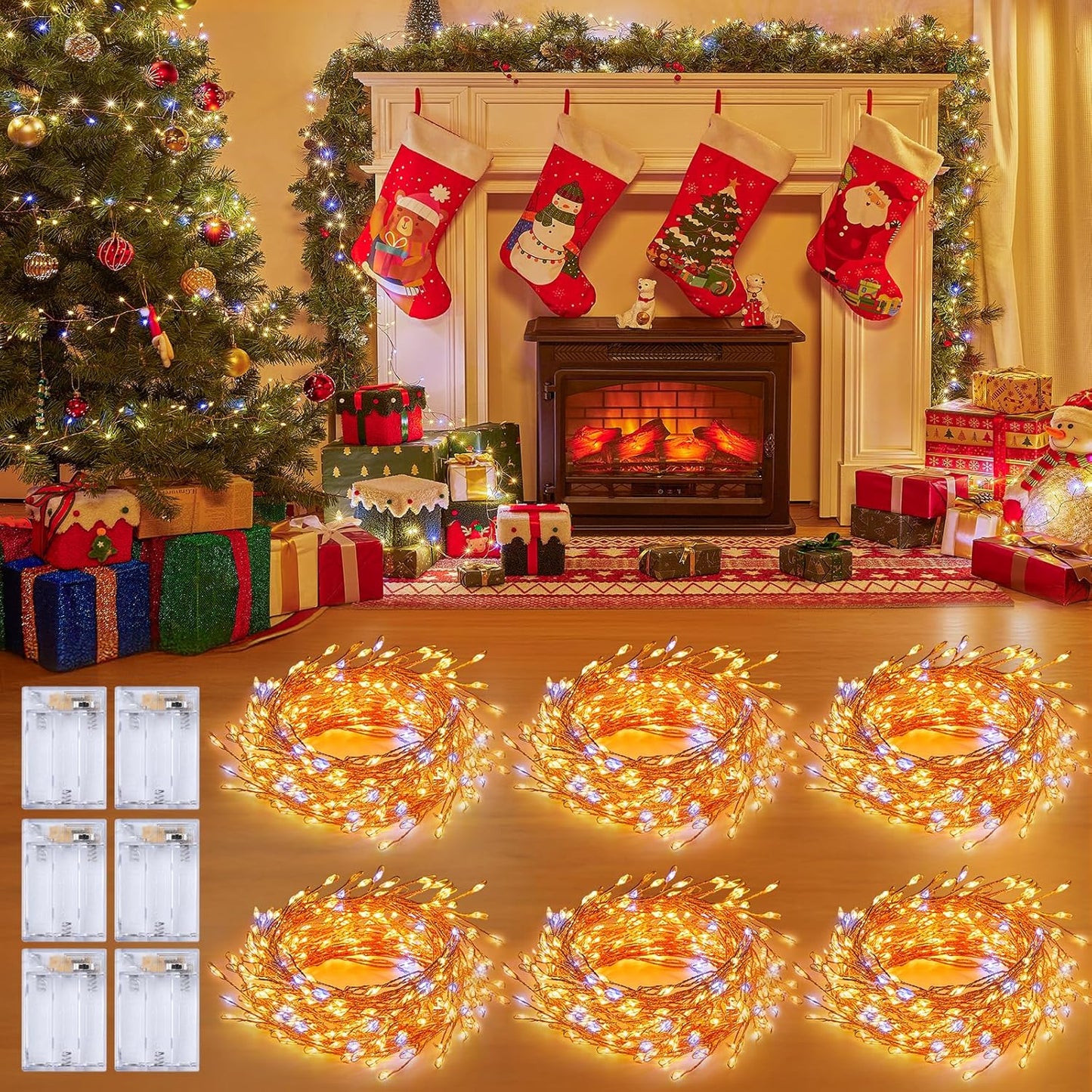 Indoor String Lights 6 Pack 10 FT 120 LEDs Fairy Lights Battery Operated with Timer for Christmas Decorations DIY Crafts Wedding Table Centerpieces Party Bedroom