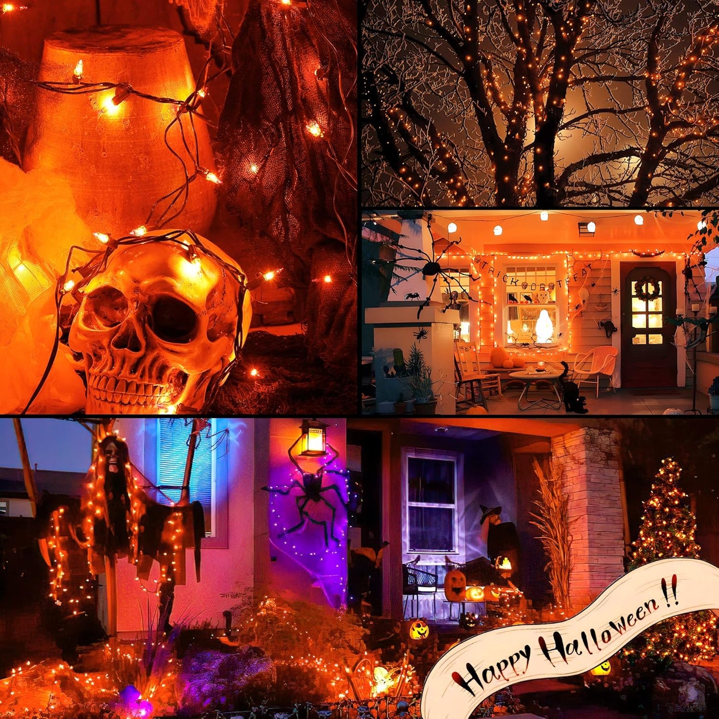 Hopolon Orange Thanksgiving Mini Lights, 2Pack 13Feet 50Count Autumn Fall String Lights,Connectable 120V Plug in for Outdoor Indoor Garden Party Halloween Christmas Xmas Tree Lights Yellow Decor