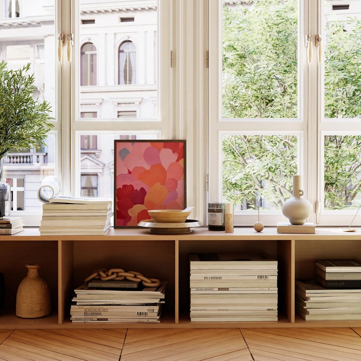 HAUS AND HUES Petals 1 Art Print with Walnut Oak Frame 16x20