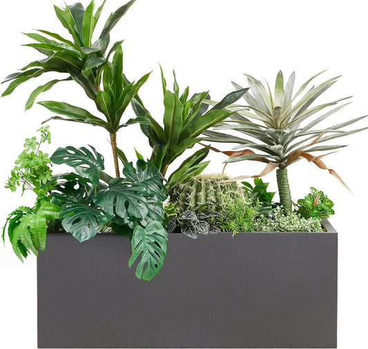 Wallowa Metallic Heavy Long and Large Outdoor/Indoor Planter Box, 38”Lx15”Wx15”H, 40Pounds, No Assemble and Seamless, Color Gray