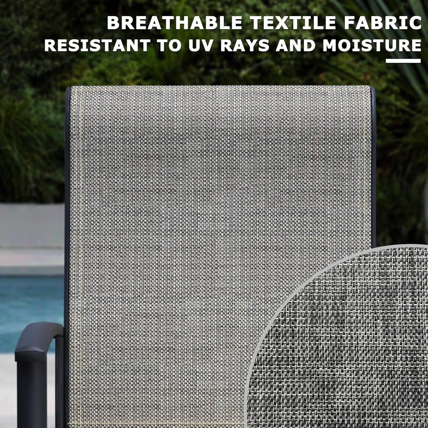 5 Piece Outdoor Dining Set, Patio Table and Chairs Set of 4, 42" Black Round Patio Table with 4 Grey Outdoor Patio Chairs for Lawn, Garden, Porch